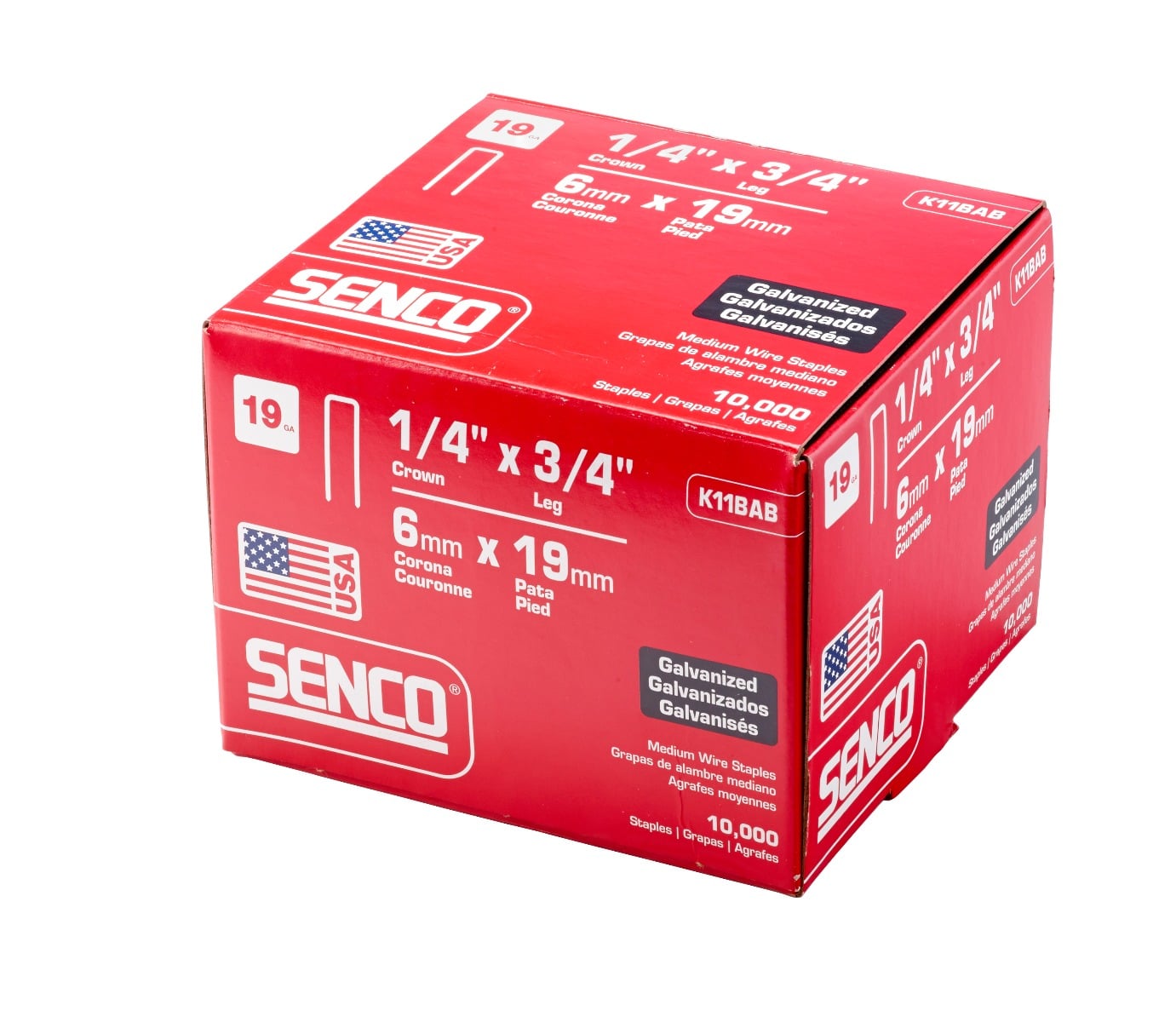 Senco K11BAB 19 号 1/4 英寸冠宽 x 3/4 英寸长中号线钉