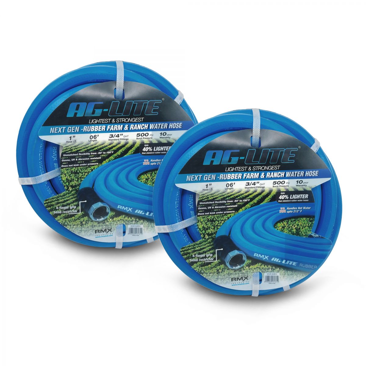 Blubird AG-Lite 1 英寸 x 6 英尺进水软管 3/4 英寸 GHT 接头 2 件套 (BLALONE06-2PK)