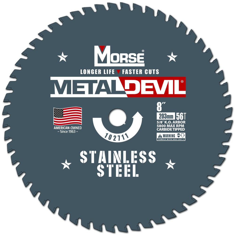 MK Morse 102711 8 英寸 56 齿 Metal Devil 不锈钢切割圆锯片