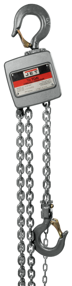 Jet AL100 系列铝合金手拉葫芦 1/2 吨 x30 英尺提升 (型号：AL100-050-30 / 货号：133054)
