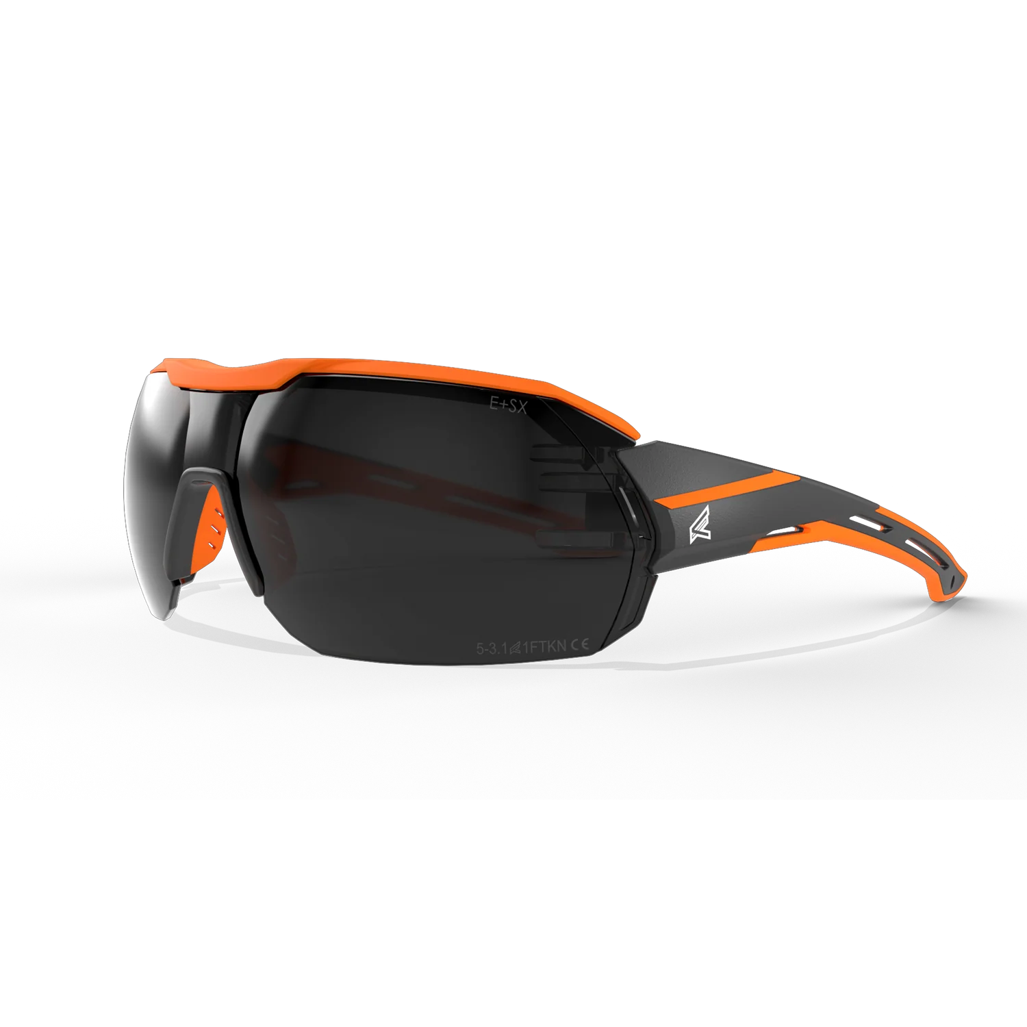 Edge Eyewear KB136VS Kabru 安全眼镜 - 黑色镜架配亮橙色 TPR 及烟色防雾镜片