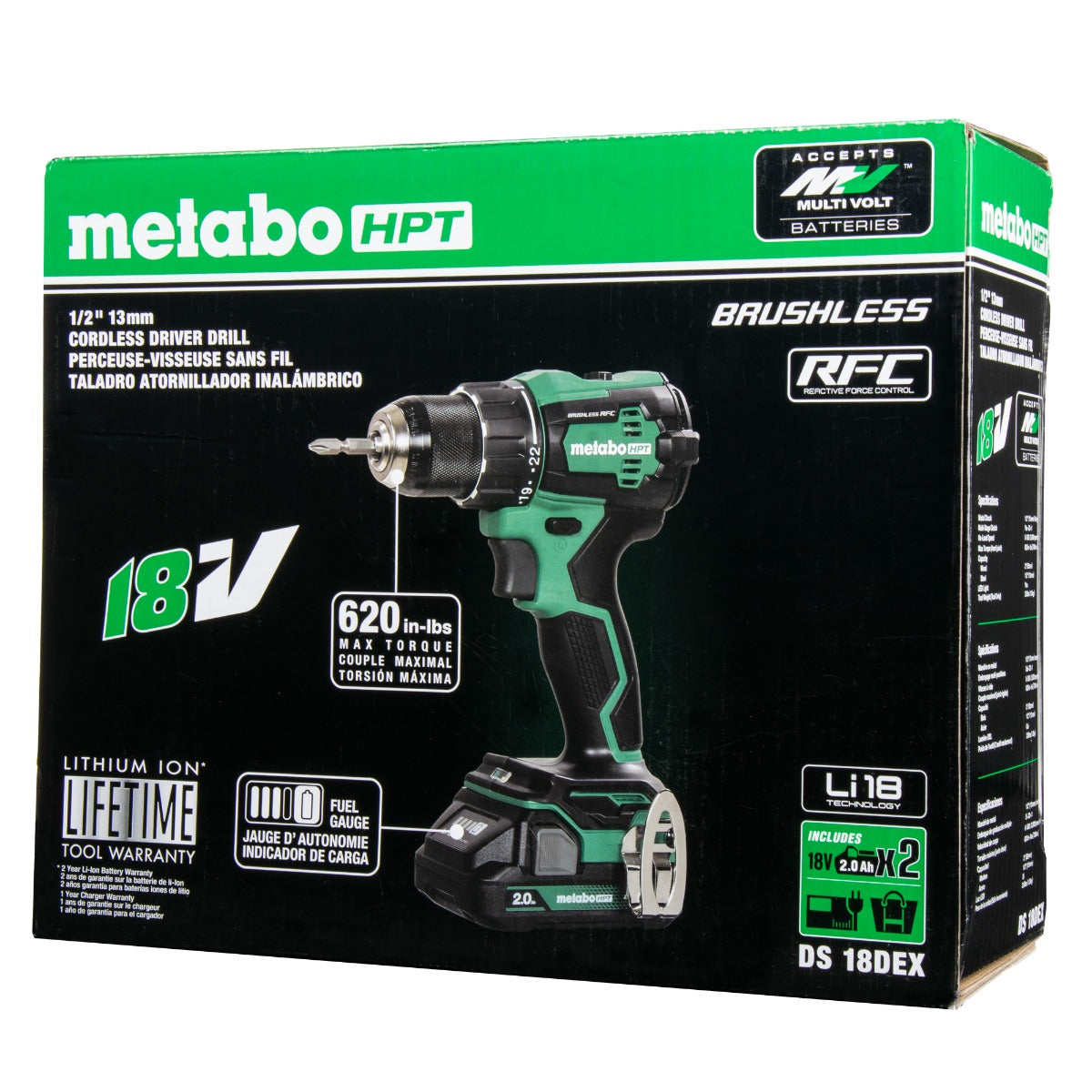 Metabo DS18DEXM 18V MultiVolt 无刷充电式起子电钻套装(含 2 块 2.0Ah 电池)