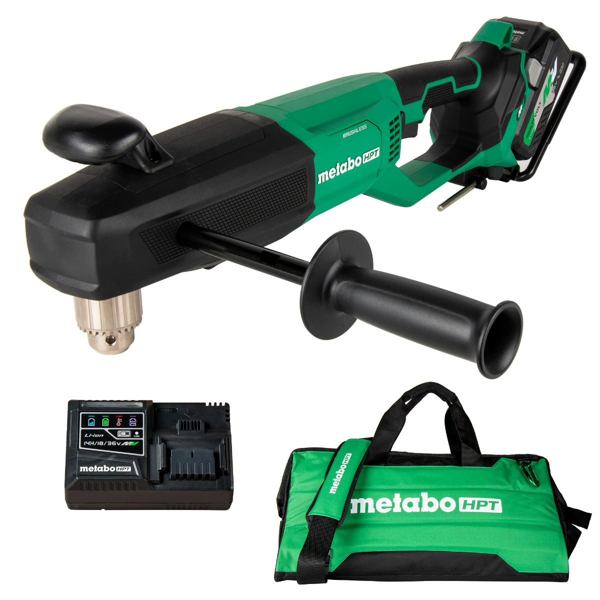 Metabo D36DYAM 36V MultiVolt 无绳高功率直角电钻套装