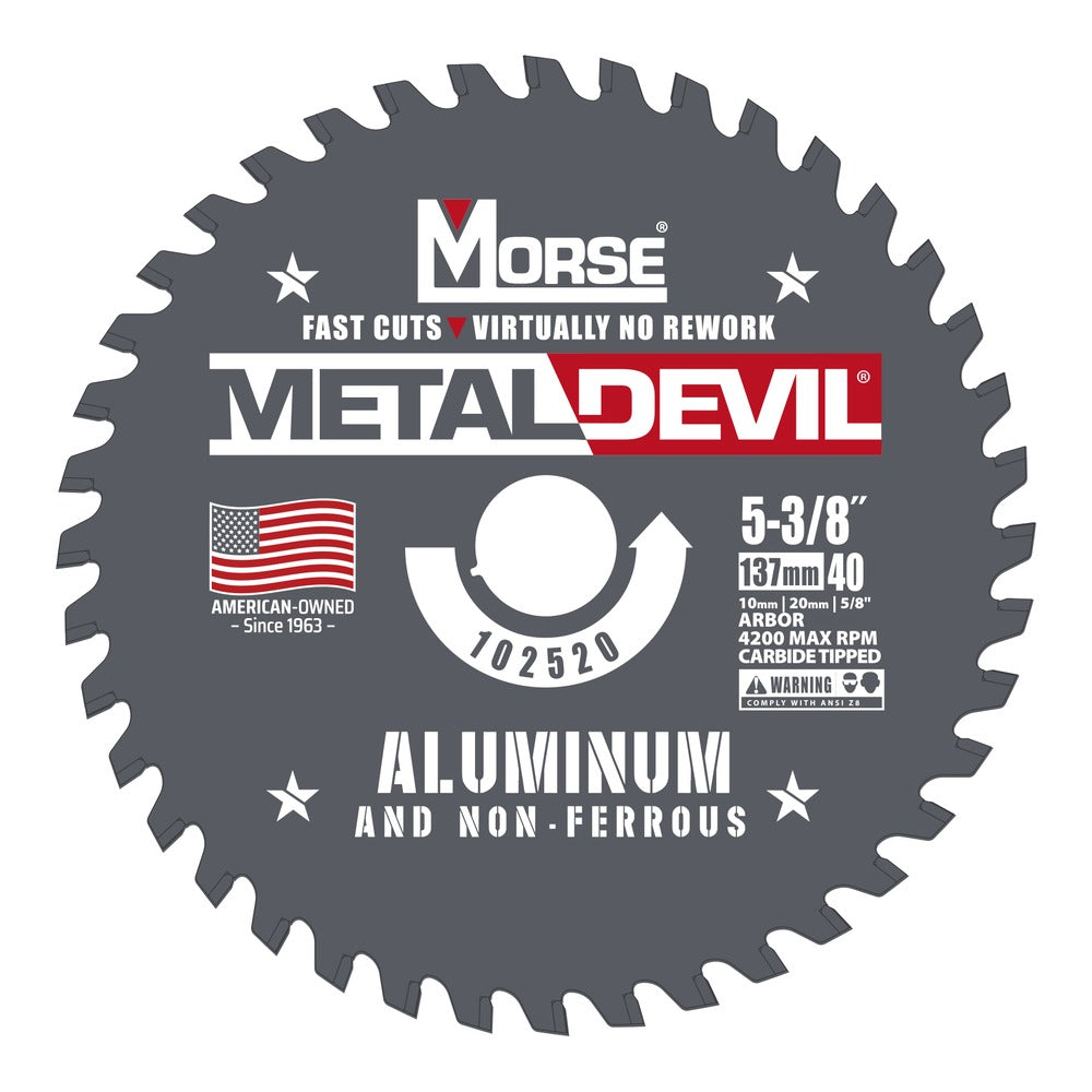 MK Morse MM102520 5-3/8 英寸 40 齿 Metal Devil 铝合金切割圆锯片