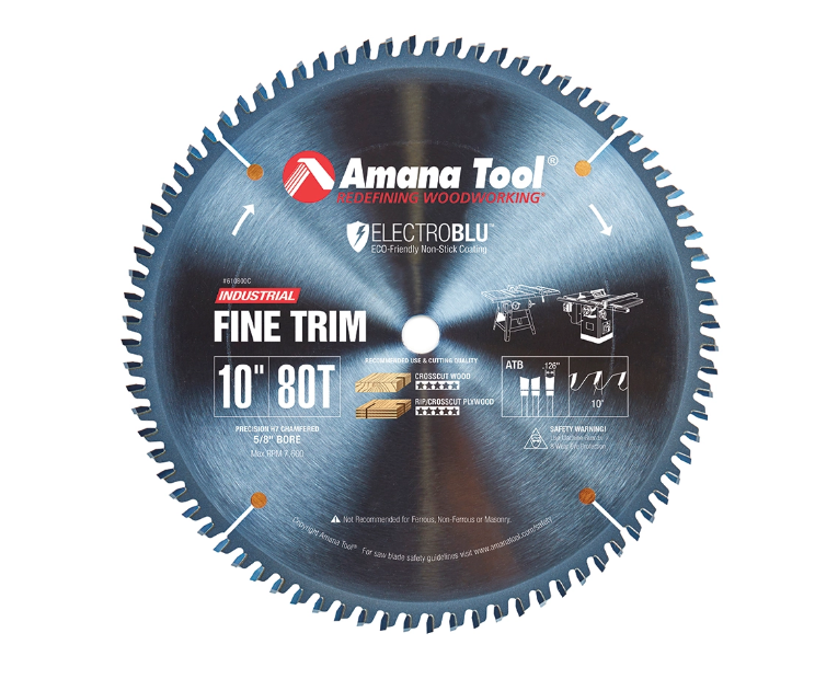 Amana Tool 610800C 10英寸80齿ATB修边锯片