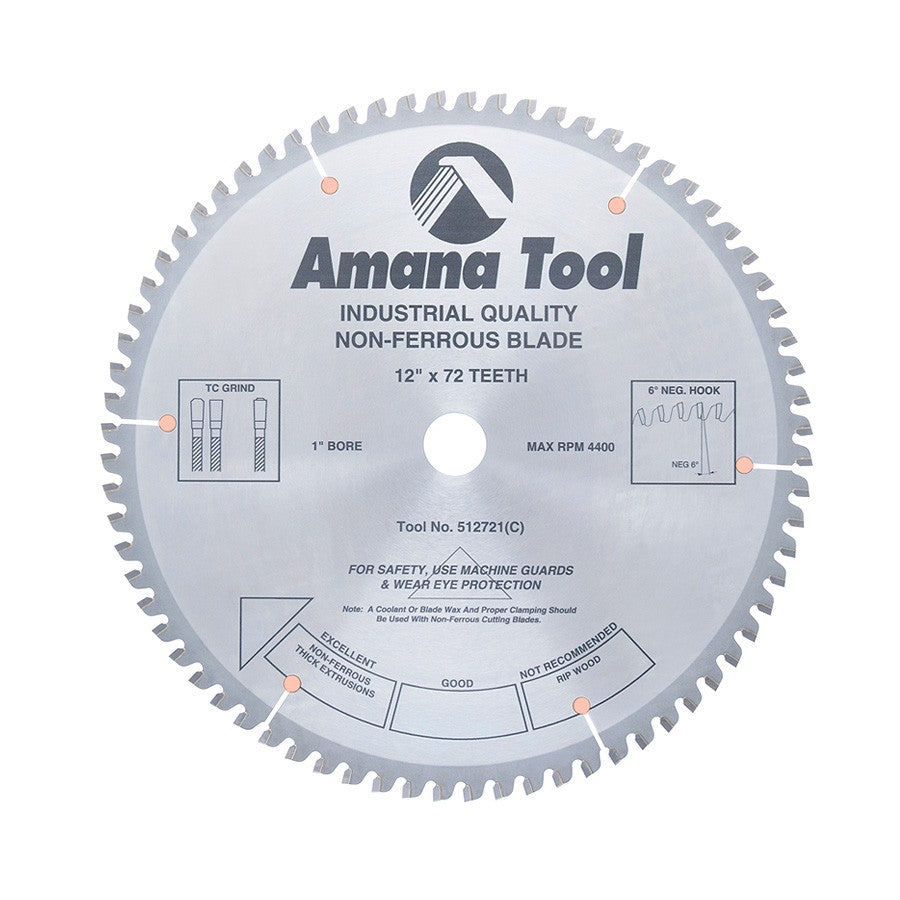 Amana Tool 512721 12英寸72齿非铁金属专用锯片