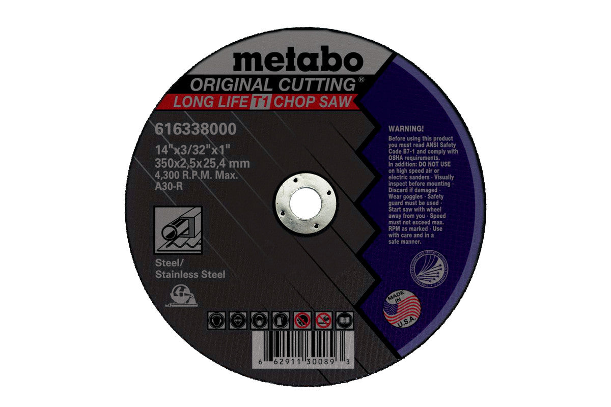 Metabo US616136000 ** A24N 切割片 12 英寸 x 1/8 英寸 x 20 毫米（10 片装）