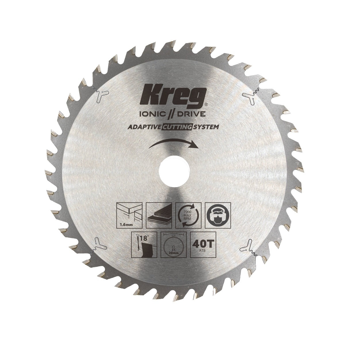 Kreg KSBACS40TK 6-1/2 英寸自适应切割系统 40 齿薄型锯片
