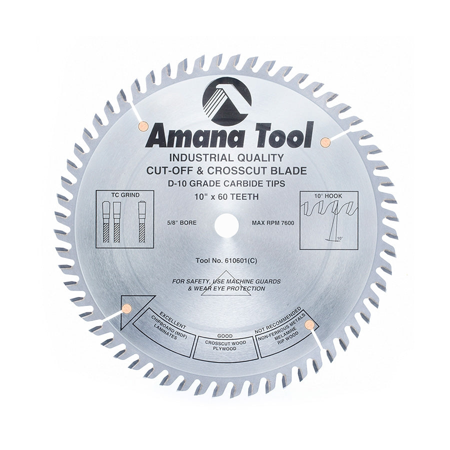 Amana Tool 610601 10 英寸 60 齿 TCG 切断锯片