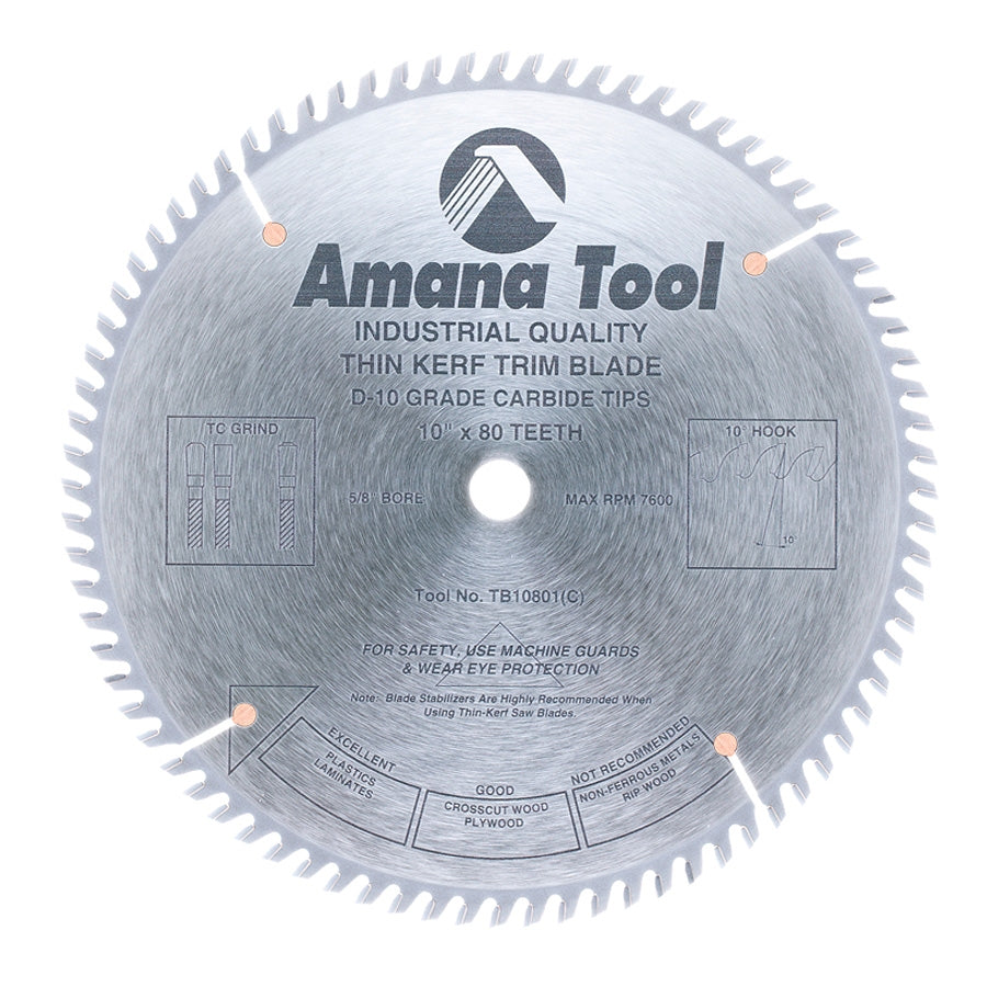 Amana Tool AMTB10801 10 英寸 80 齿 TCG 薄型锯片