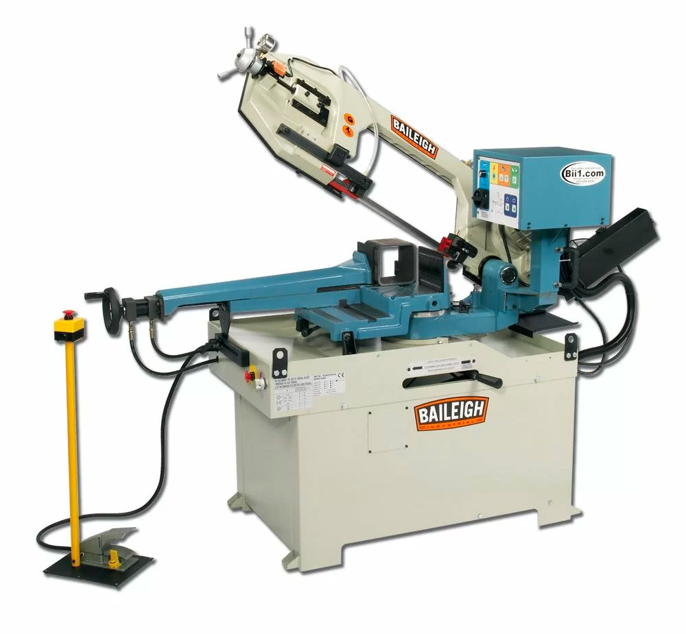 Baileigh BS-350SA 10.63 英寸半自动双角度变速带锯机 (2HP, 220V)