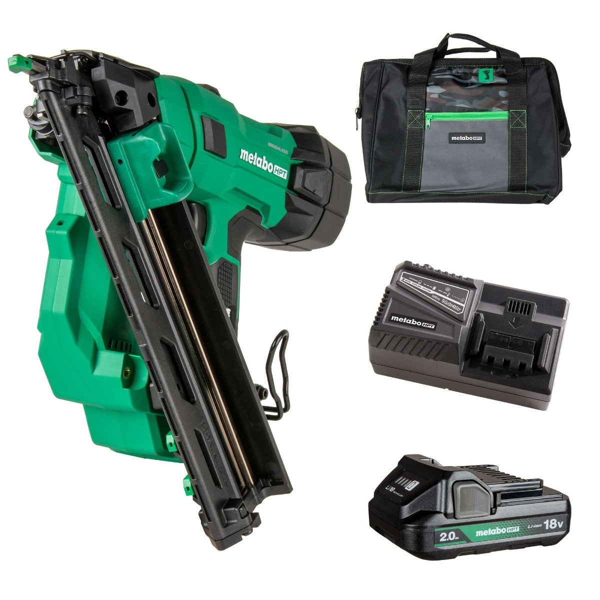 Metabo NT1865DAAM 18V 无绳 15GA 斜角修边钉枪 (含 1x2.0Ah 电池)