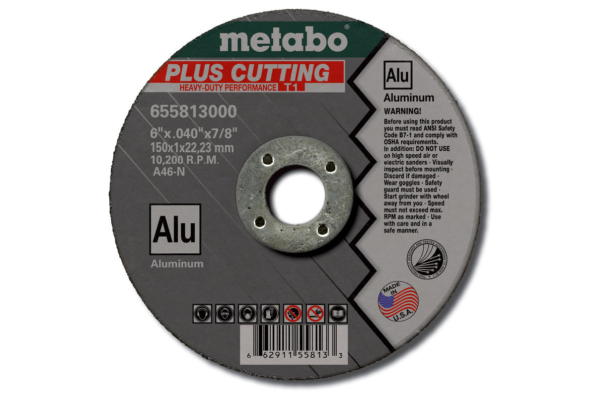 Metabo 655822000 PLUS-ALU 切割片 5英寸 x 0.040英寸 x 7/8英寸 TYPE 27 A46N (50 片装)