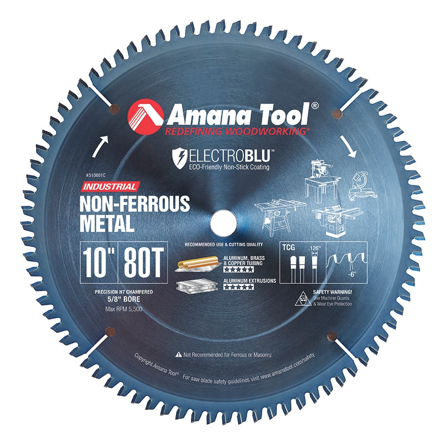 Amana Tool 510801C 10 英寸 80 齿非铁金属 TCG 锯片
