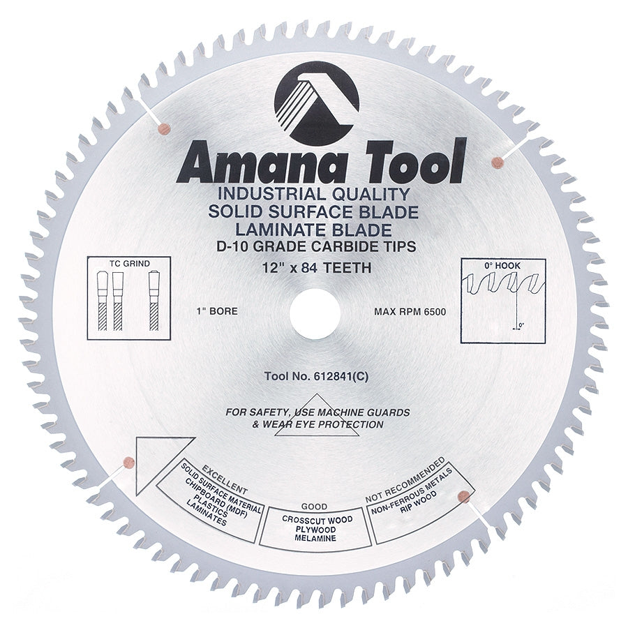 Amana Tool 612841 12英寸84齿M-TCG实心表面切割锯片
