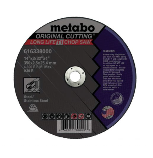 Metabo US616156000 M-Calibur T27 凹陷中心砂轮 6英寸 x 1/4英寸 x 5/8英寸-11 (10 只装)