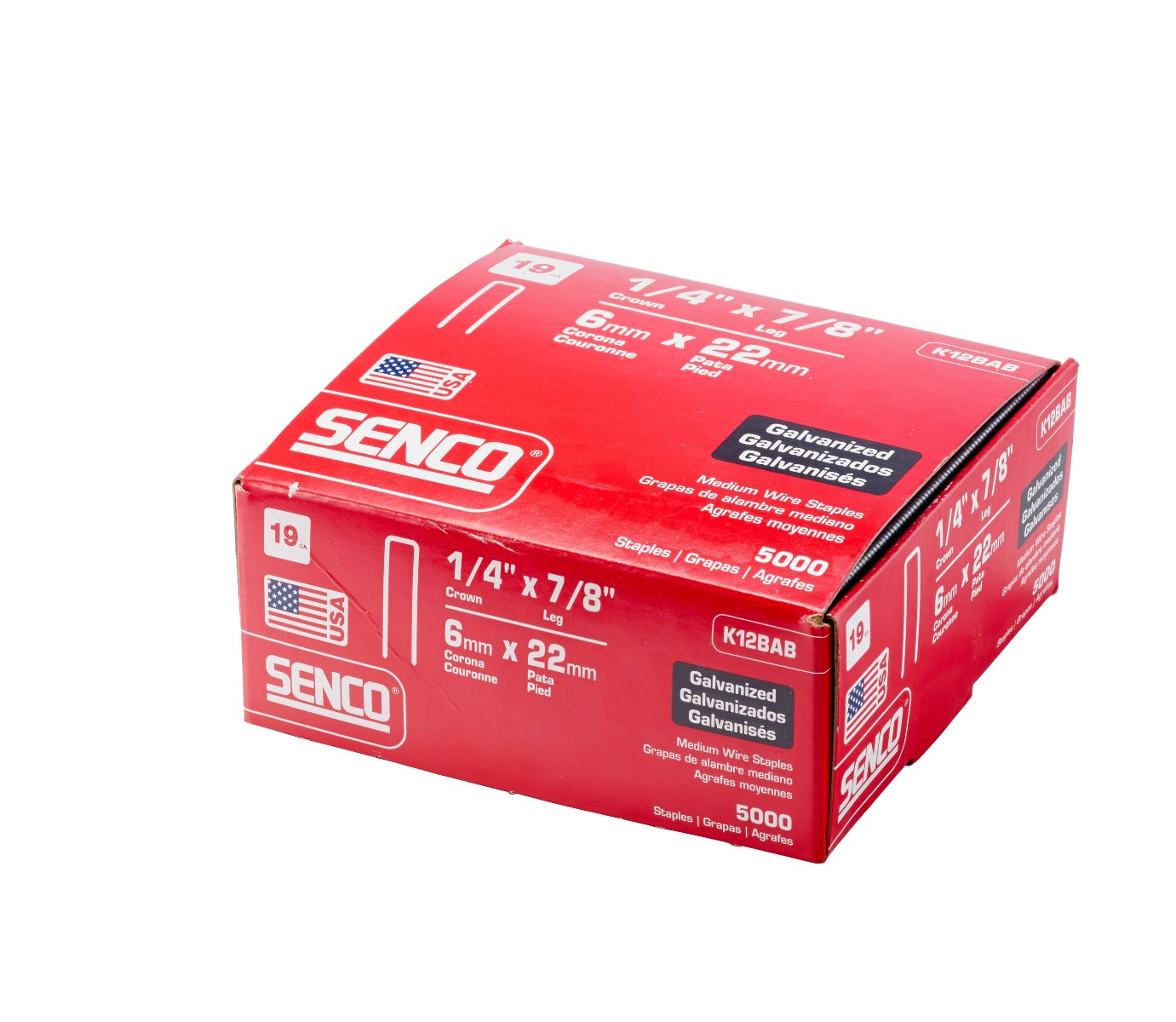 Senco K12BAB 19 号 1/4 英寸冠宽 x 7/8 英寸中号线钉