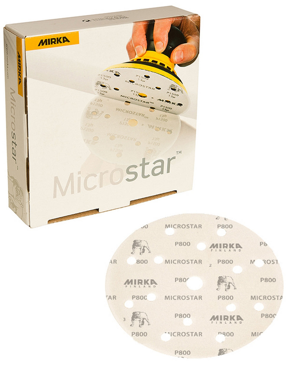 Mirka Microstar MKFM-611-1200 6英寸15孔1200目薄膜背绒砂碟