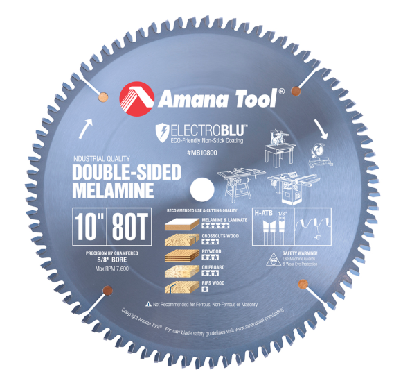 Amana Tool MB10800C 10英寸80齿三聚氰胺专用锯片