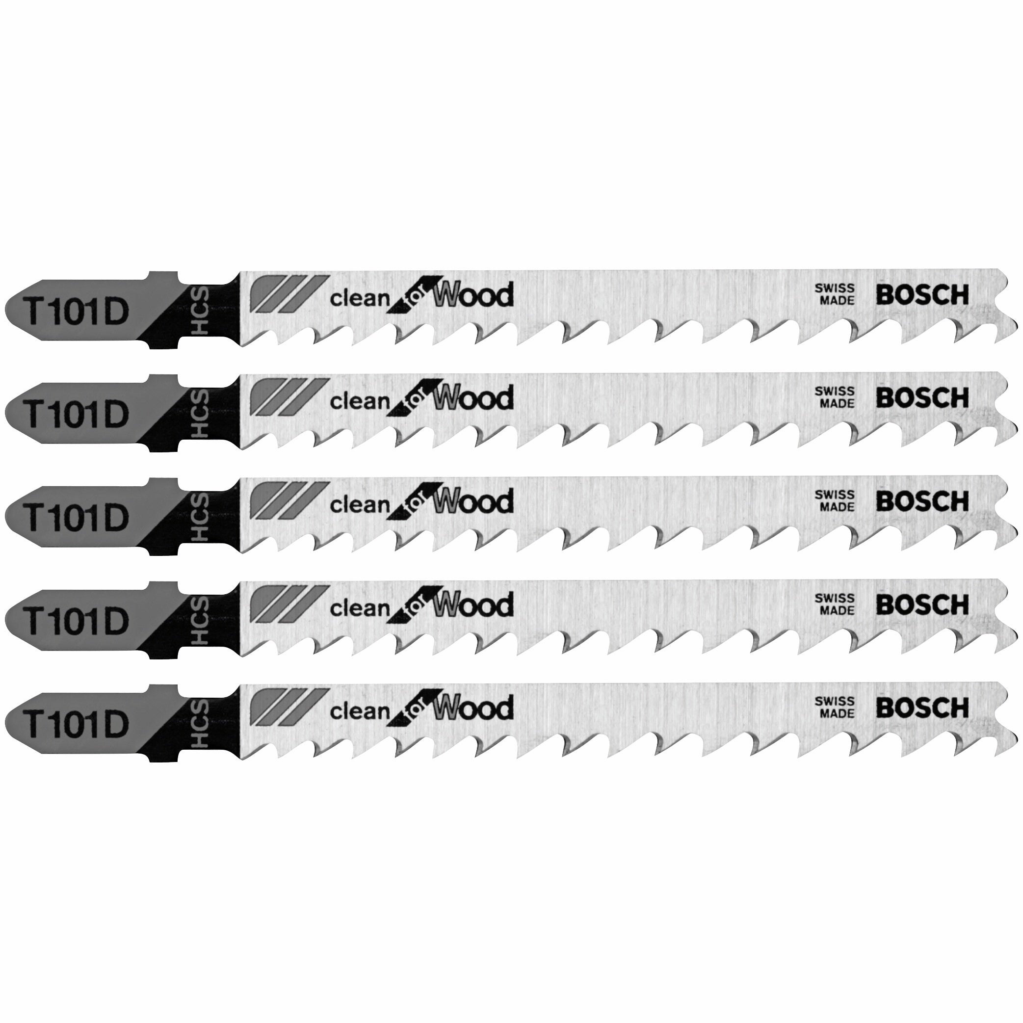 Bosch T101D 5 件套 4 英寸 6 TPI 清洁木工曲线锯锯片