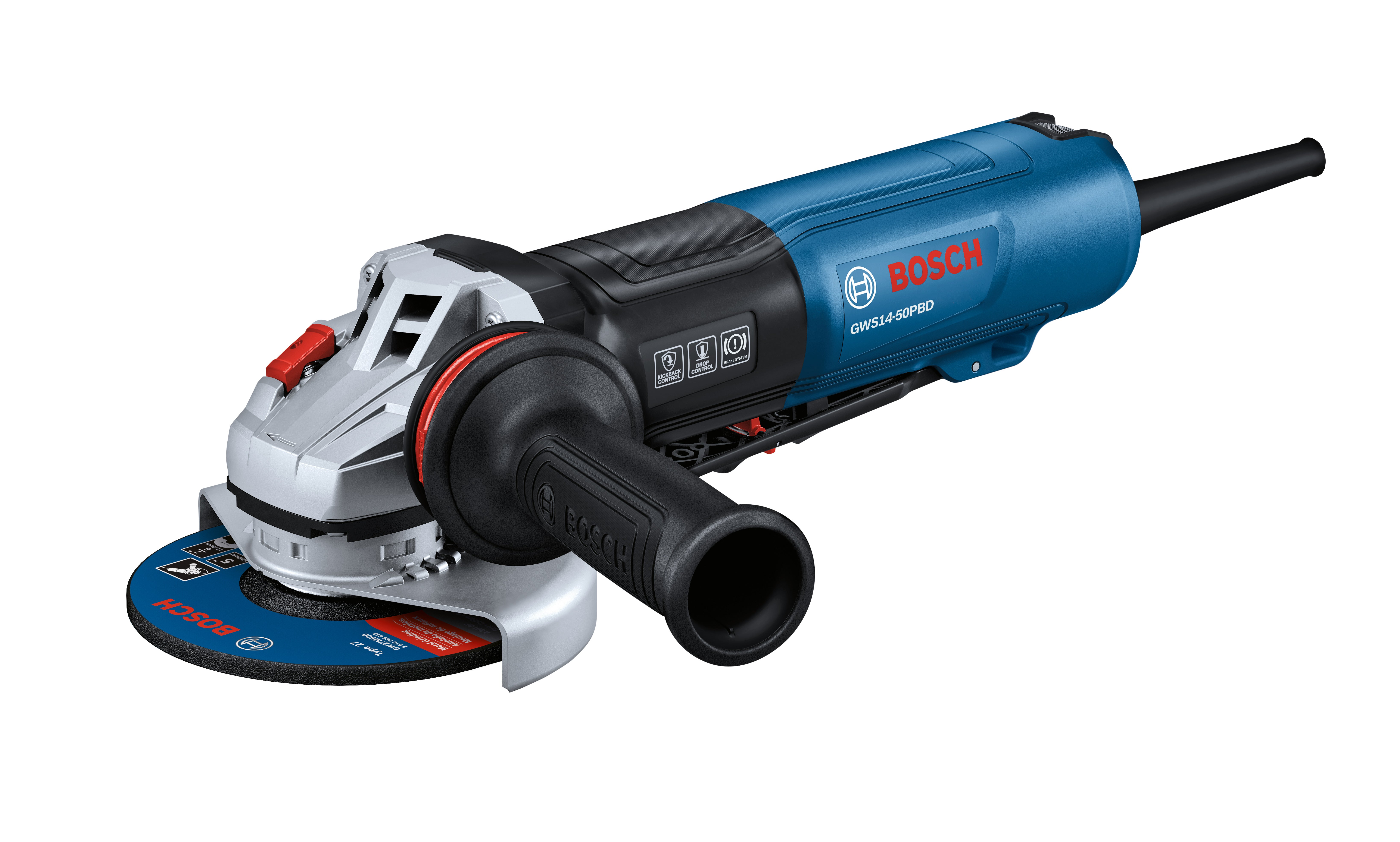 Bosch GWS14-50PBD 5 英寸带刹车及无锁定拨动开关角磨机