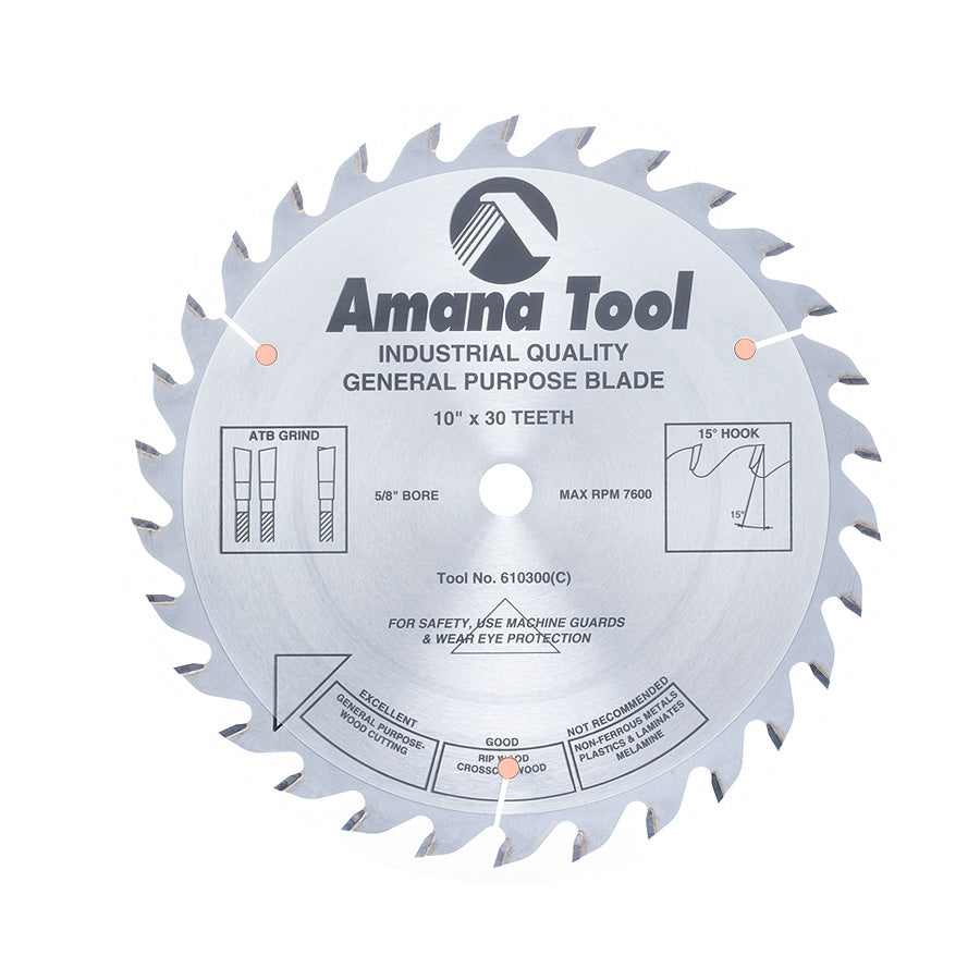 Amana Tool 610300 10英寸30齿通用锯片