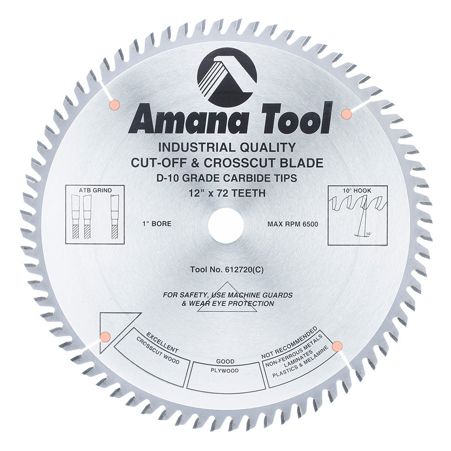 Amana Tool AM612720 12 英寸 72 齿 ATB 切断锯片