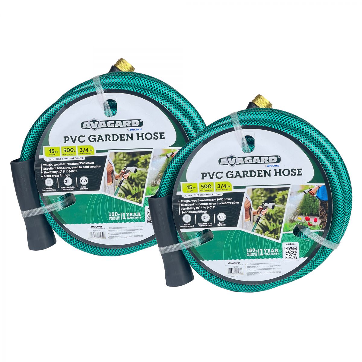 Blubird Avagard 3/4" X 15' PVC 水管组件 (2 件装) AVGPV3415-2PK