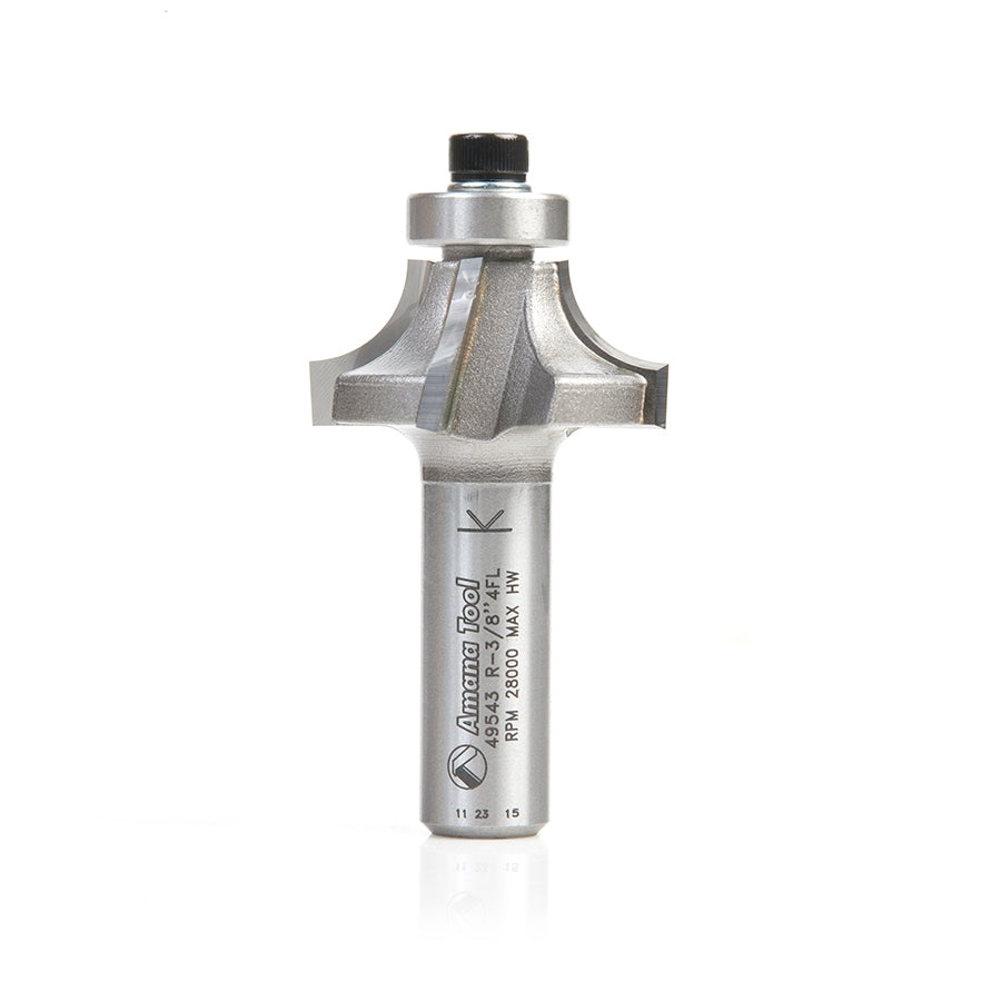 Amana Tool 49543 3/8 英寸半径 4 刃圆角修边刀 1/2 英寸柄