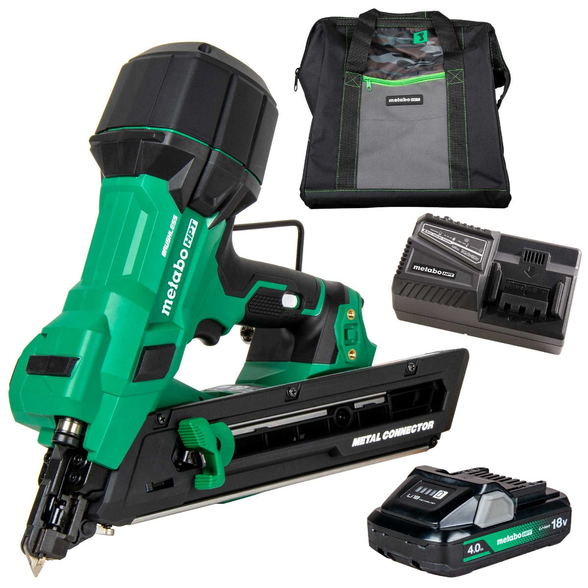 Metabo HPT NR1838DKAM 18V 无绳金属连接件钉枪 (含 1x4.0Ah 电池)
