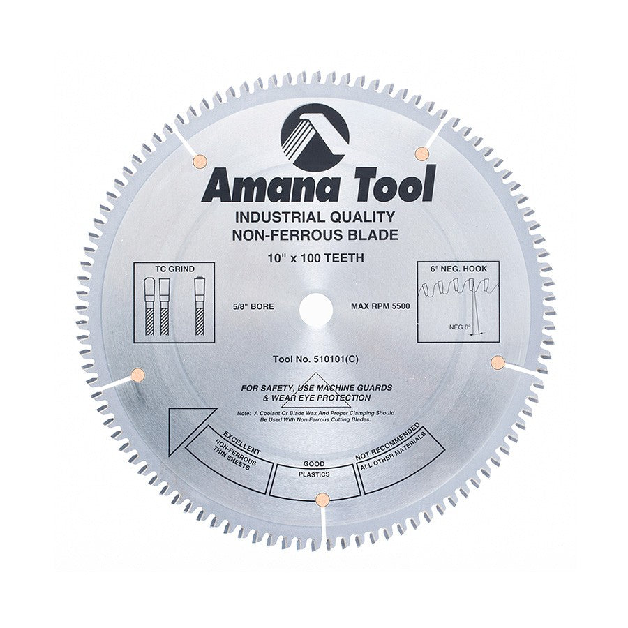 Amana Tool 510101 10 英寸 100 齿非铁金属 TCG 锯片