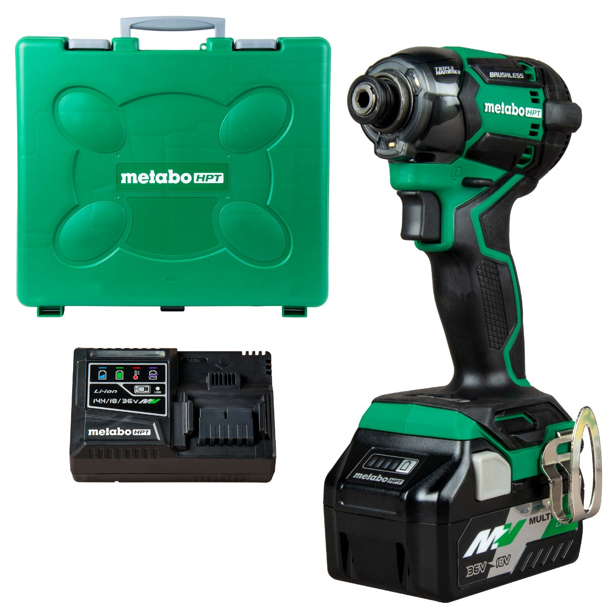 Metabo WH36DCM 36V MultiVolt 无绳三锤 BOLT 冲击起子机套装（含 2 块 2.5Ah 电池）