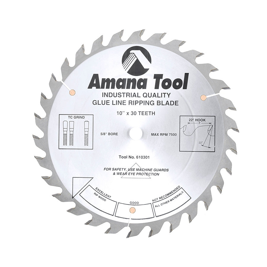 Amana Tool 610301 10英寸30齿TCG胶合线纵切锯片