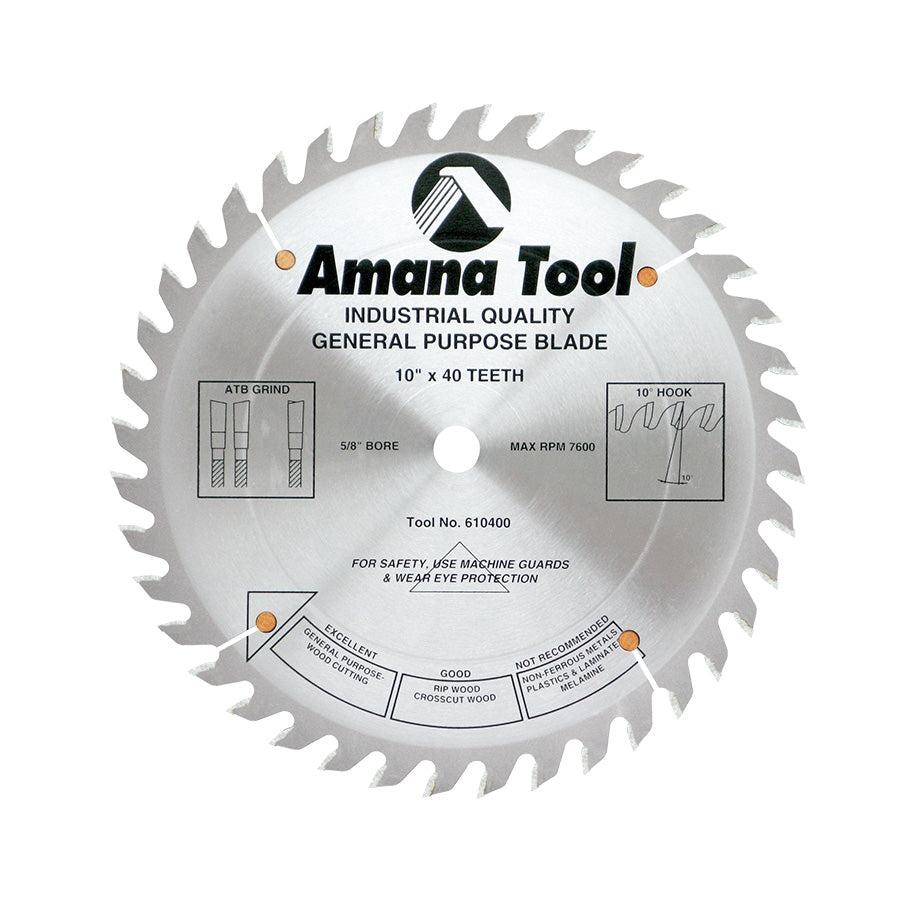 Amana Tool 610400 10英寸40齿通用ATB锯片