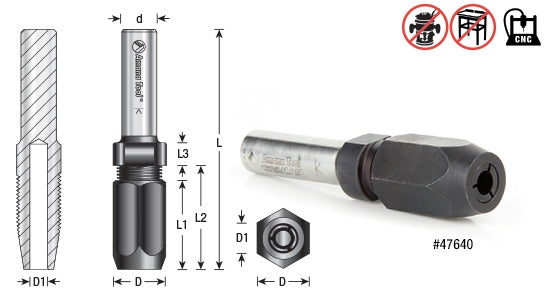 Amana Tool 47642 CNC 延长适配器 1/4 英寸柄