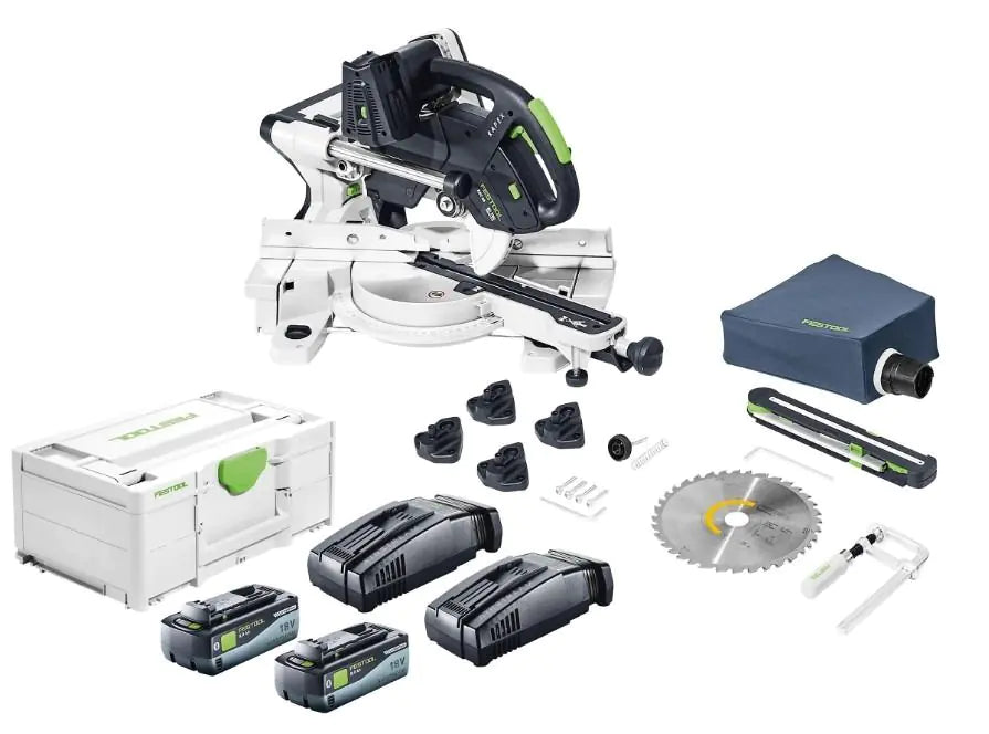 Festool KAPEX KSC 60 无线滑动复合斜切锯套装 (2x 8.0 Ah 电池及充电器) 579356