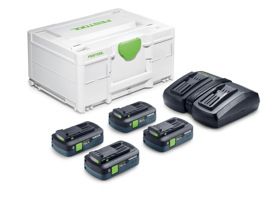 Festool 18V Energy Set 4x TBX 4 无耳电池组配 TCL 6 DUO 充电器 Systainer 578946